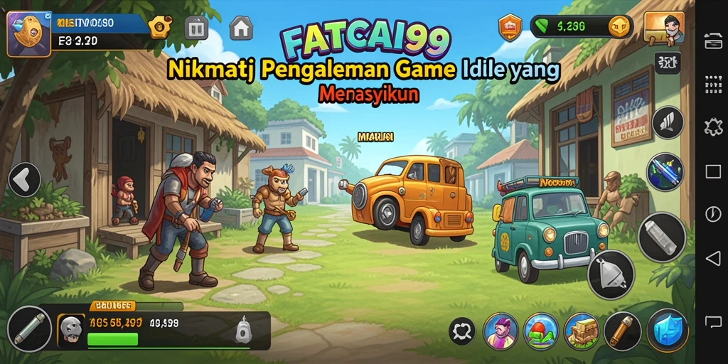 Tangkapan layar utama permainan <strong>FATCAI99</strong> menampilkan pengumpulan sumber daya yang menarik.