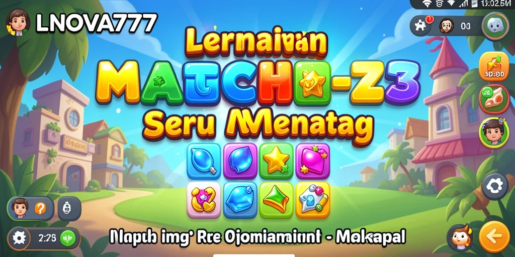 Tampilan permainan LNOVA777 dengan berbagai permata berwarna-warni.