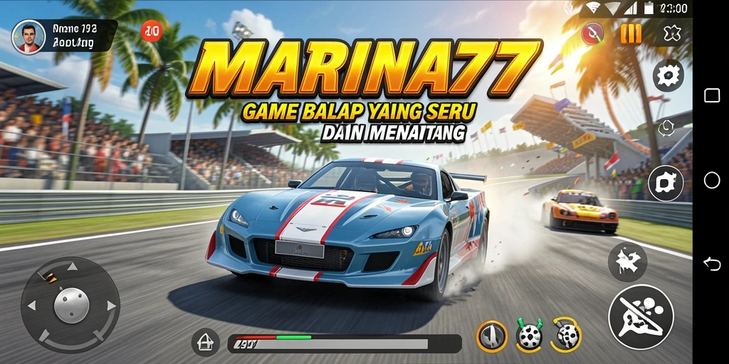 Tampilan gameplay <strong>MARINA77</strong> yang menampilkan balapan seru dan penuh aksi.