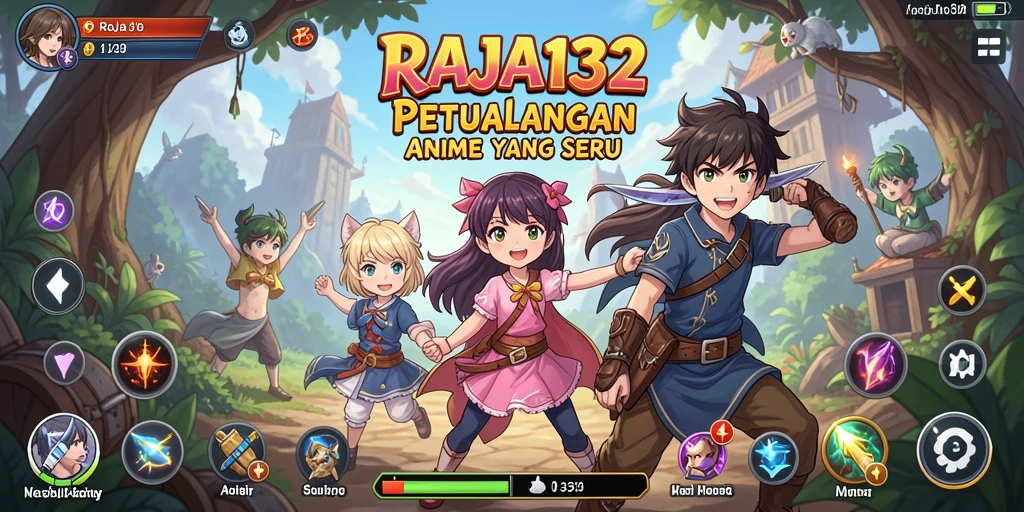Tampilan gameplay RAJA132 yang menarik dengan karakter anime.