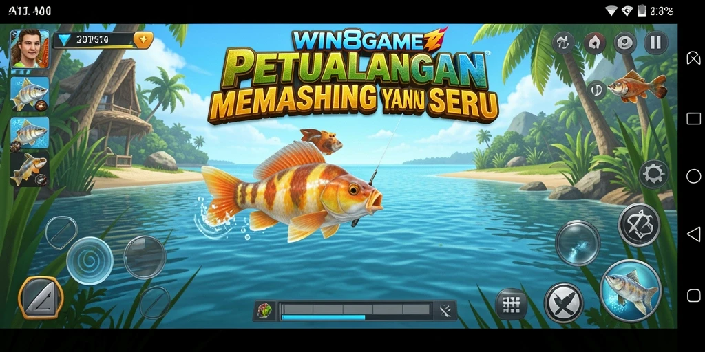 Tampilan gameplay memancing yang seru dan realistis di WIN8GAME.